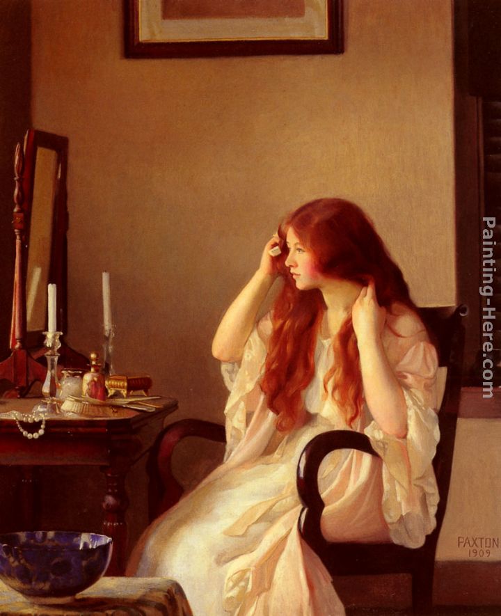 Girl Combing Her Hair painting - William McGregor Paxton Girl Combing Her Hair art painting